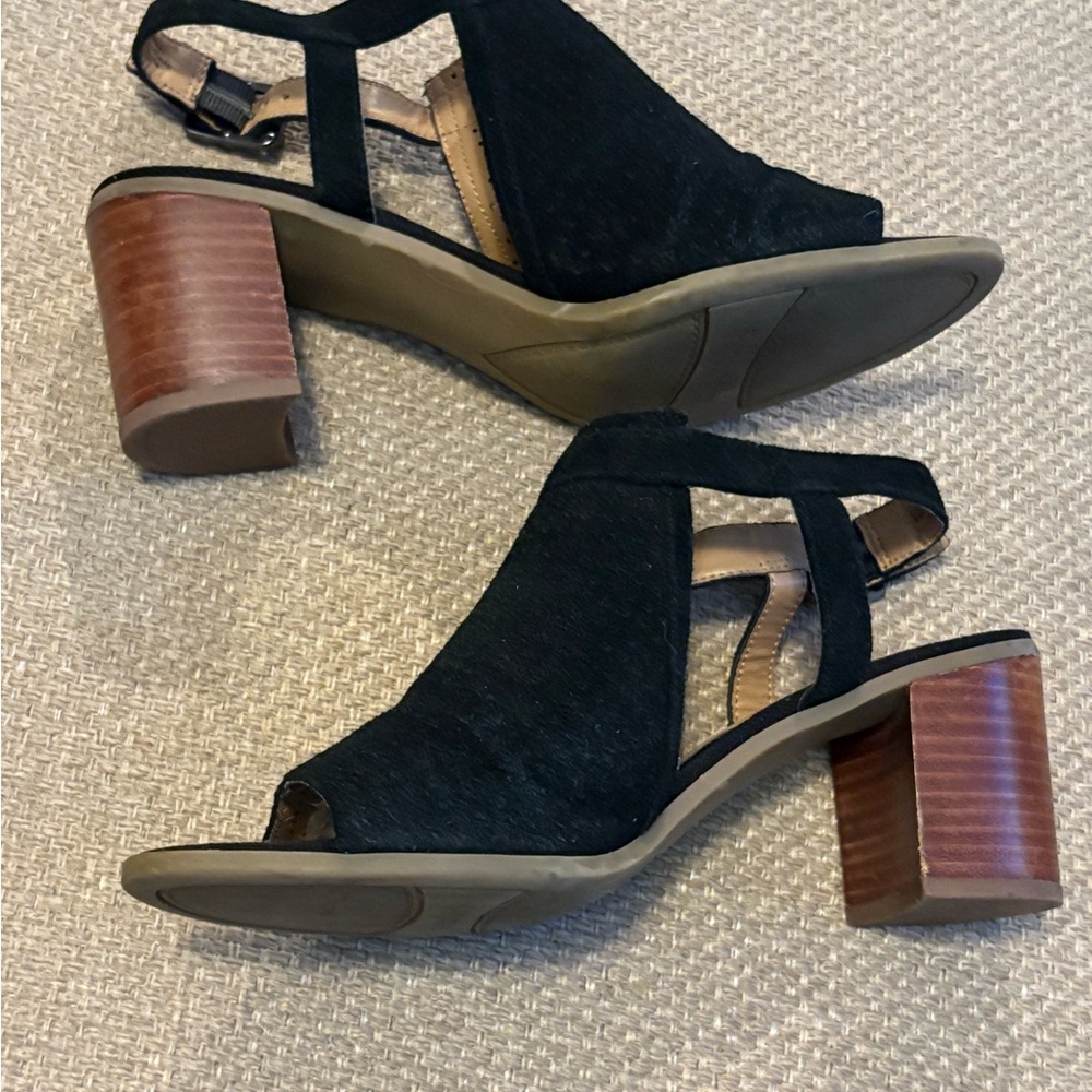 Franco Sarto Heels Black Leather Open Toe Sling Back Harlet2 Size 9 - Picture 6 of 10